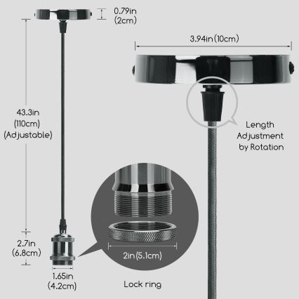 Aigostar - Cable de alimentación 1xE27/60W/230V antracita