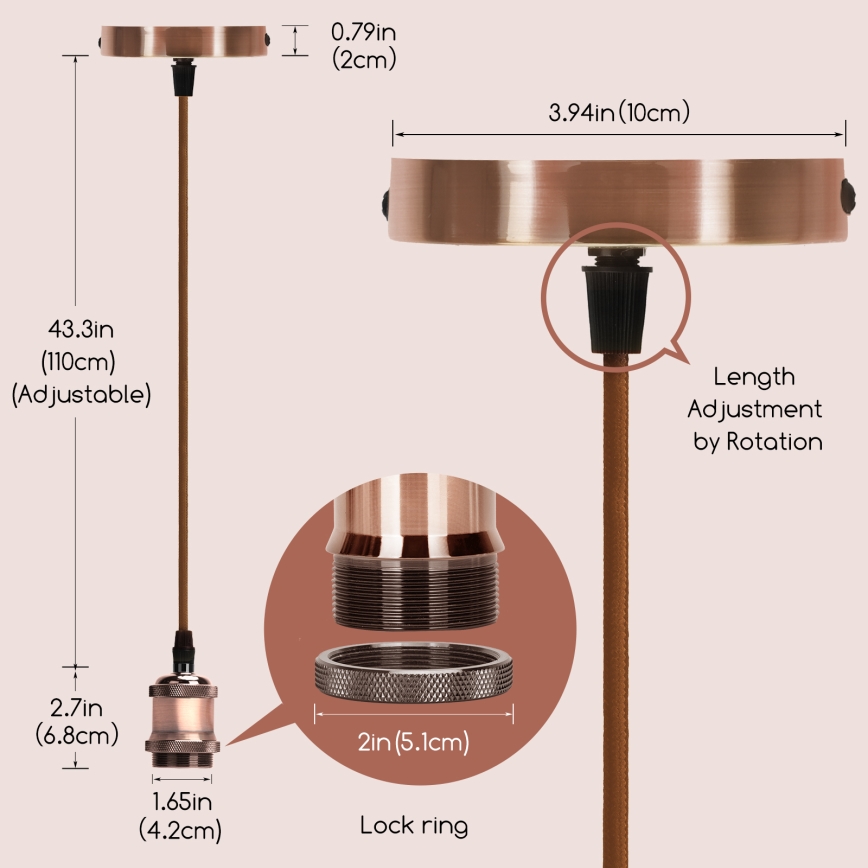 Aigostar - Cable de alimentación 1xE27/60W/230V cobre