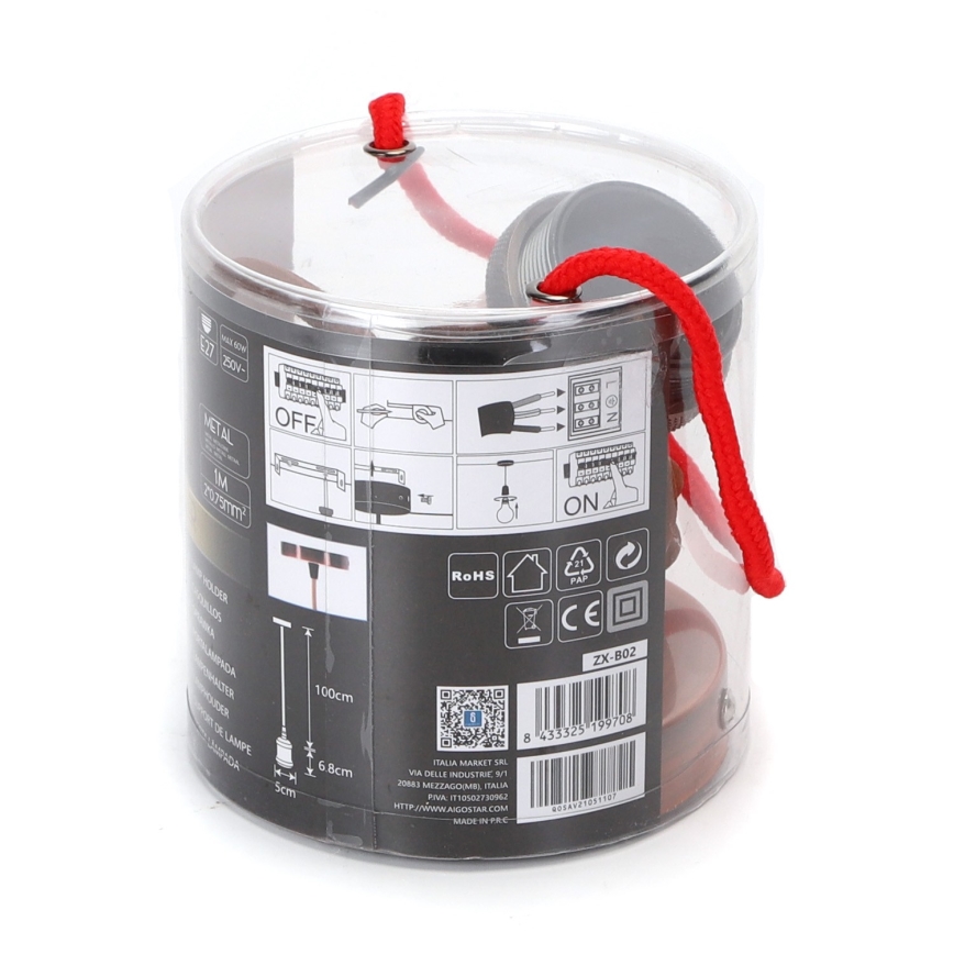 Aigostar - Cable de alimentación 1xE27/60W/230V cobre