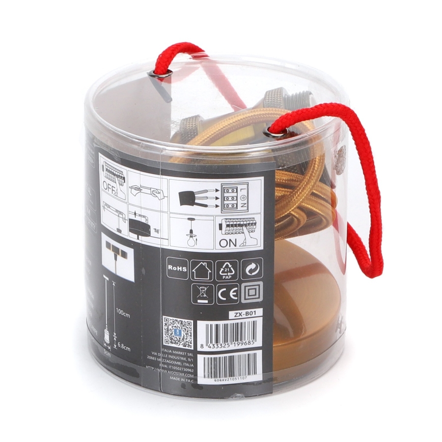 Aigostar - Cable de alimentación 1xE27/60W/230V dorado