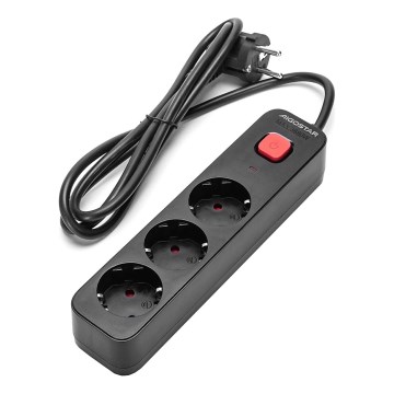 Aigostar - Cable de extensión con interruptor 3G Tipo F 1,5m SCHUKO negro