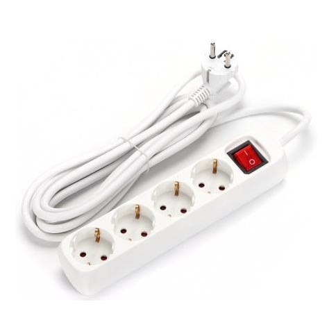 Aigostar - Cable de extensión con interruptor 4Z 3m SCHUKO blanco