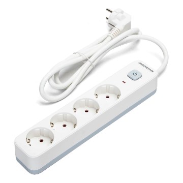 Aigostar - Cable de extensión con interruptor 4Z Tipo F 1,5m SCHUKO blanco
