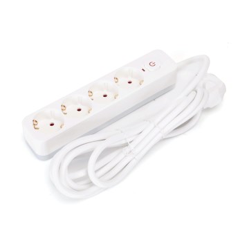 Aigostar - Cable de extensión con interruptor 4Z Tipo F 3m SCHUKO blanco
