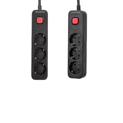 Aigostar - Cable de extensión con interruptor 3G Tipo F 1,5m SCHUKO negro
