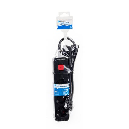 Aigostar - Cable de extensión con interruptor 3G Tipo F 1,5m SCHUKO negro