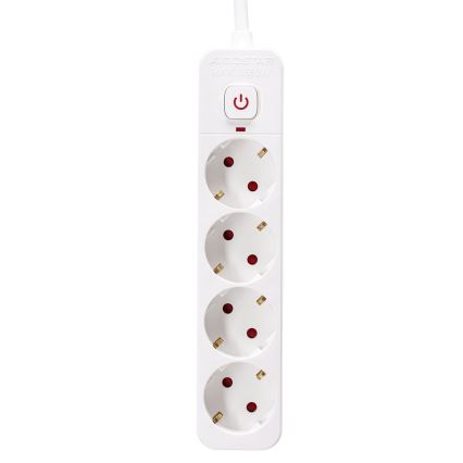 Aigostar - Cable de extensión con interruptor 4Z Tipo F 5m SCHUKO blanco