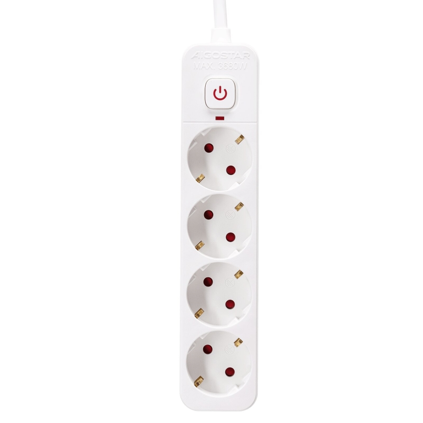 Aigostar - Cable de extensión con interruptor 4Z Tipo F 5m SCHUKO blanco