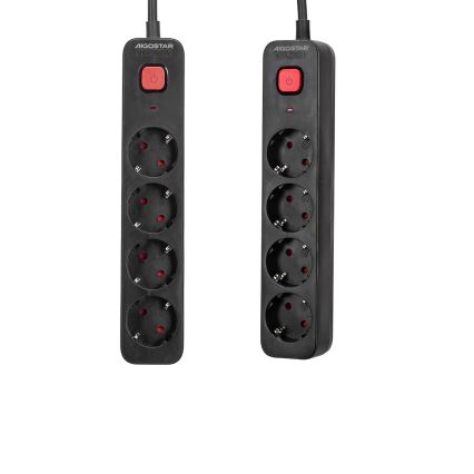 Aigostar - Cable de extensión con interruptor 4Z Tipo F 1,5m SCHUKO negro