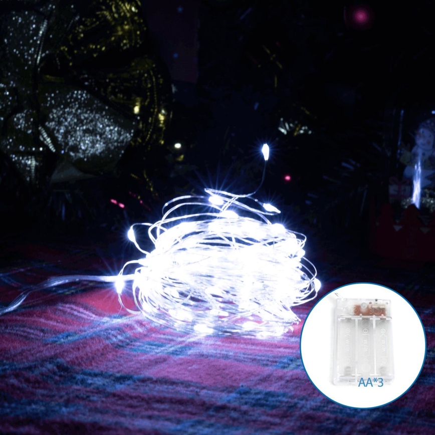 Aigostar - Cadena de luces de Navidad LED 100xLED/3xAA 10,3m blanco frío