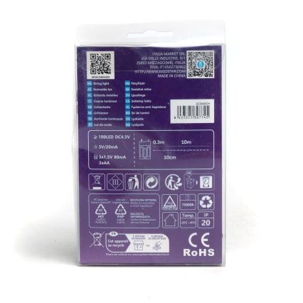 Aigostar - Cadena de luces de Navidad LED 100xLED/3xAA 10,3m blanco frío