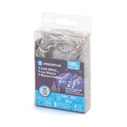Aigostar - Cadena de luces de Navidad LED 100xLED/3xAA 10,3m blanco frío