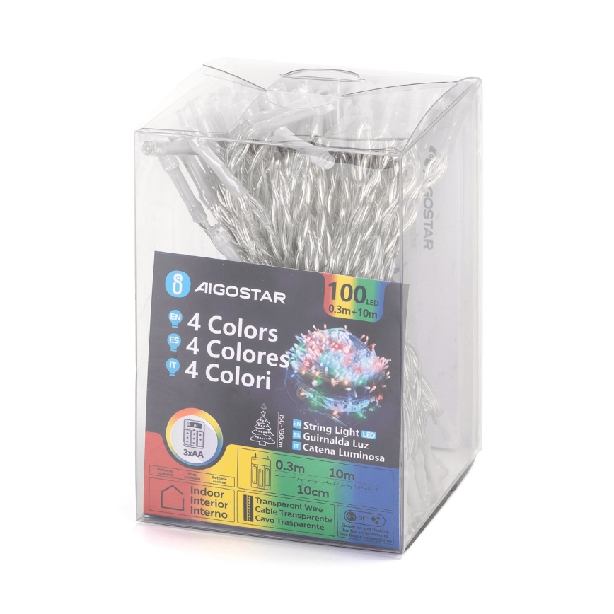Aigostar - Cadena de luces de Navidad LED 100xLED/3xAA 10,3m multicolor