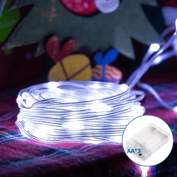Aigostar - Cadena de luces de Navidad LED 50xLED/3xAA 5,3m blanco frío