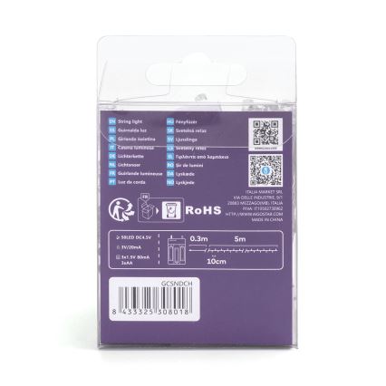 Aigostar - Cadena de luces de Navidad LED 50xLED/3xAA 5,3m multicolor