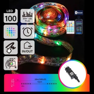 Aigostar - Cadena de luces inteligente para exterior LED RGBICW MESH 100 LEDs, 10 m, IP44 + mando a distancia