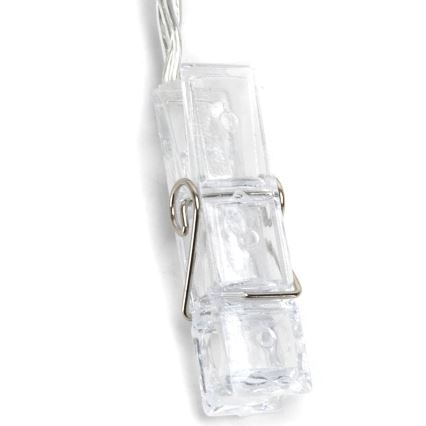 Aigostar - Cadena de luces LED decorativa con pinzas 20xLED/3xAA 3,3m blanco cálido