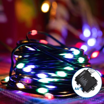 Aigostar - Cadena de luces LED exterior para Navidad 150xLED/8 funciones 3xAA 15,3m IP44 multicolor