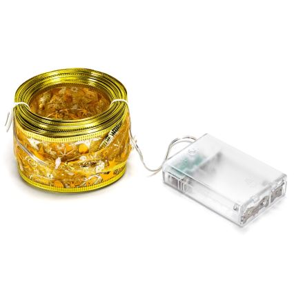 Aigostar - Guirnalda LED navideña 100 LEDs, 3xAA, 10 m, blanco cálido, dorado