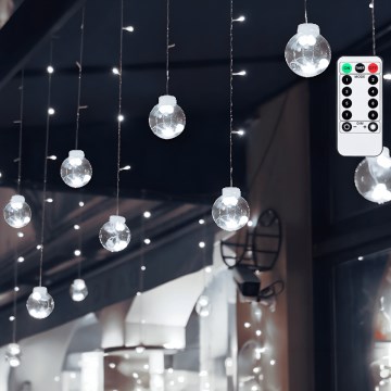 Aigostar - Cadena de luces LED navideña para exterior 120 LED/8 funciones 3x0,6m IP44 blanco frío + mando a distancia
