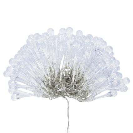 Aigostar - Guirnalda navideña LED para exterior 100xLED/8 funciones 3xAA 10 m IP44 blanco cálido gotas