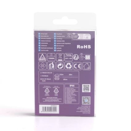 Aigostar - Cadena de luces LED para exterior 100xLED/8 funciones/3xAA 10,3m IP44 blanco frío