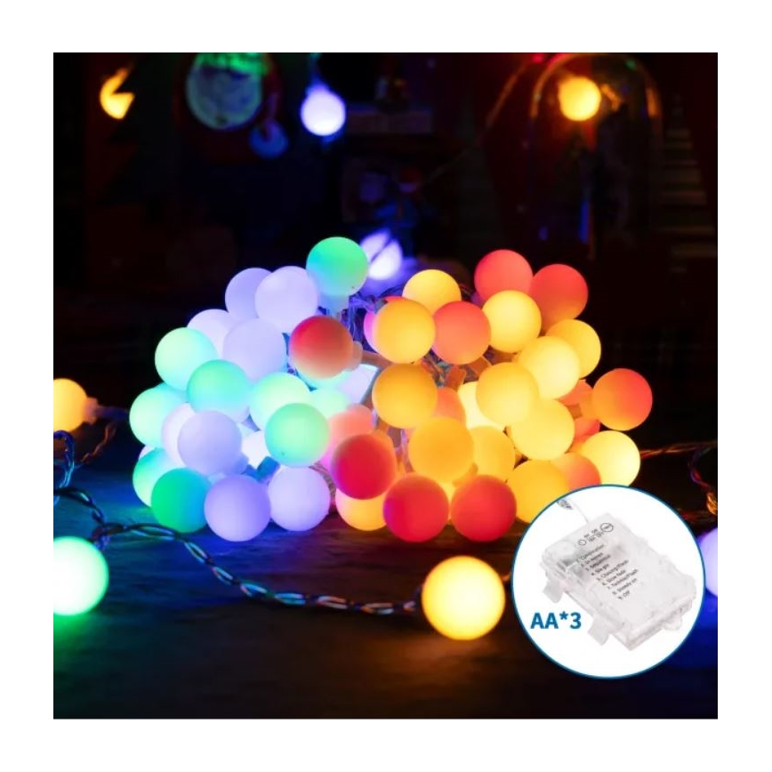 Aigostar - Cadena de luces LED para exterior 25xLED/3xAA/8 funciones 2,8 m IP44 multicolor