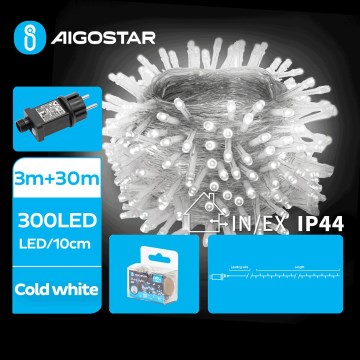 Aigostar - Cadena de luces LED para exterior 300 LEDs/8 funciones 33 m IP44 blanco frío