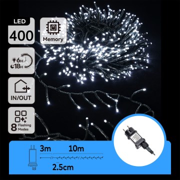 Aigostar - Cadena de luces LED para exterior 400 LEDs, 8 funciones, 13 m, IP44, blanco frío
