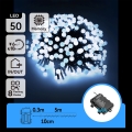 Aigostar - Cadena de luces LED para exterior 50 LEDs/8 funciones, 3 pilas AA, 5,3 m, IP44, blanco frío