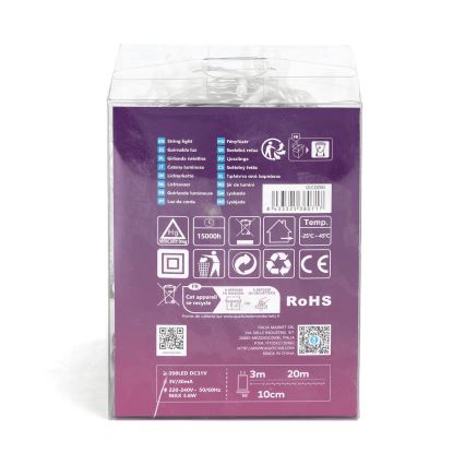 Aigostar - Cadena de luces LED para exteriores 200 LEDs/8 funciones 23 m IP44 blanco frío