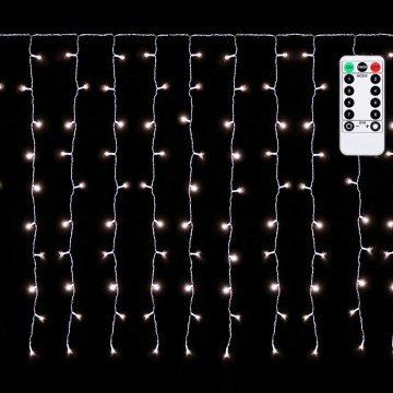 Aigostar - Cadena de luces navideñas LED para exterior 150xLED/6W/230V/8 funciones 1,5x1m IP44 blanco frío + mando a distancia