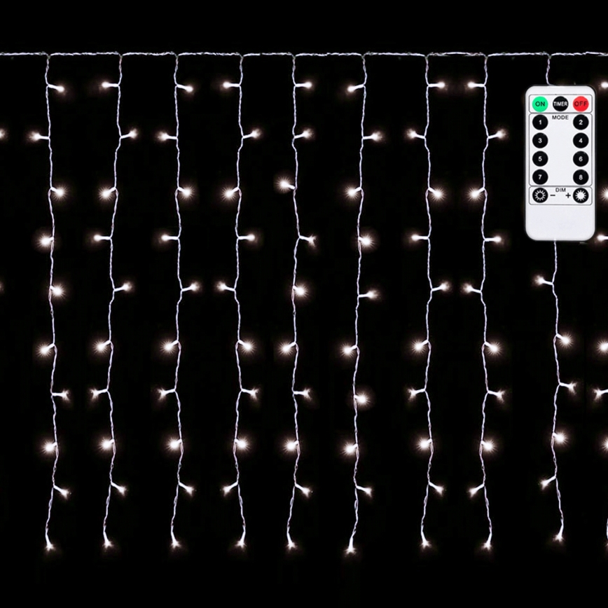 Aigostar - Cadena de luces navideñas LED para exterior 150xLED/6W/230V/8 funciones 1,5x1m IP44 blanco frío + mando a distancia