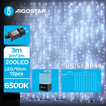 Aigostar - Cadena de luces navideñas LED para exterior 200xLED/8 funciones 5x2m IP44 blanco frío