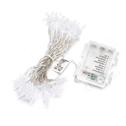 Aigostar - Guirnalda de luces LED para exterior, 25 LEDs, 8 funciones, 3xAA, 2,5 m, IP44, blanco frío