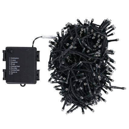 Aigostar - Guirnalda navideña LED para exteriores 500 LEDs/8 funciones 4x AA 25,3 m IP44 blanco cálido