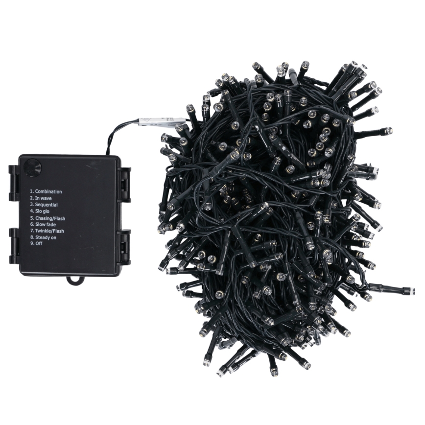 Aigostar - Guirnalda navideña LED para exteriores 500 LEDs/8 funciones 4x AA 25,3 m IP44 blanco cálido