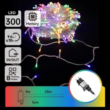 Aigostar - Cadena de luces navideñas LED para exteriores 300 LEDs/8 funciones 15m IP44 multicolor