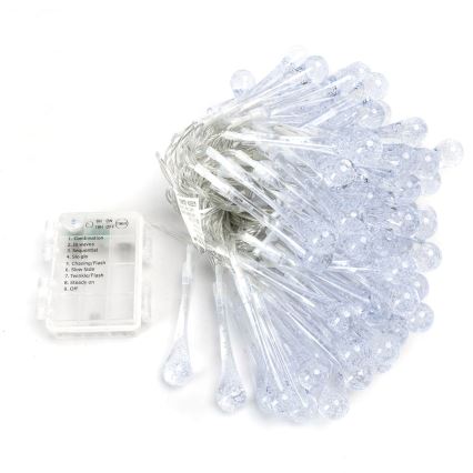 Aigostar - Guirnalda navideña LED para exterior 100xLED/8 funciones 3xAA 10m IP44 gotas multicolor