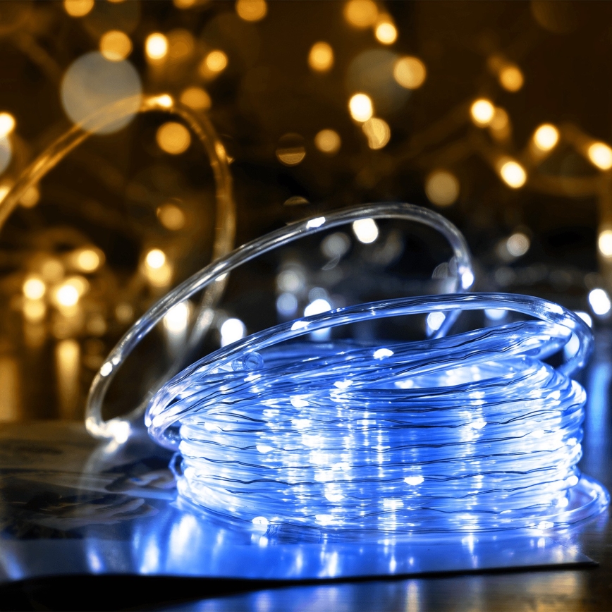 Aigostar - Cadena de luces navideñas solares LED 100xLED/8 funciones 12m IP65 blanco frío 800 mAh