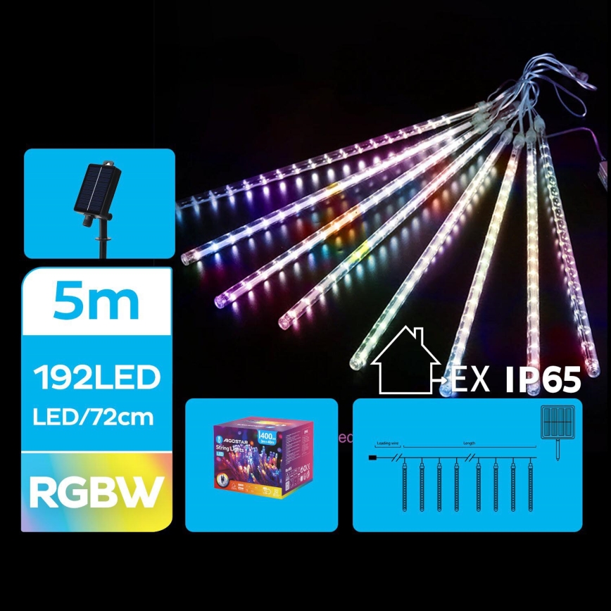 Aigostar - Cadena de luces navideñas solares LED 192xLED/8m IP65 1200 mAh multicolor