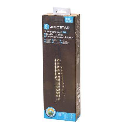 Aigostar - Cadena de luces navideñas solares LED 192xLED/8m IP65 1200 mAh blanco frío