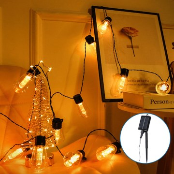 Aigostar - Cadena de luces navideñas solares LED 20xLED/11,5m IP65 1200 mAh blanco cálido