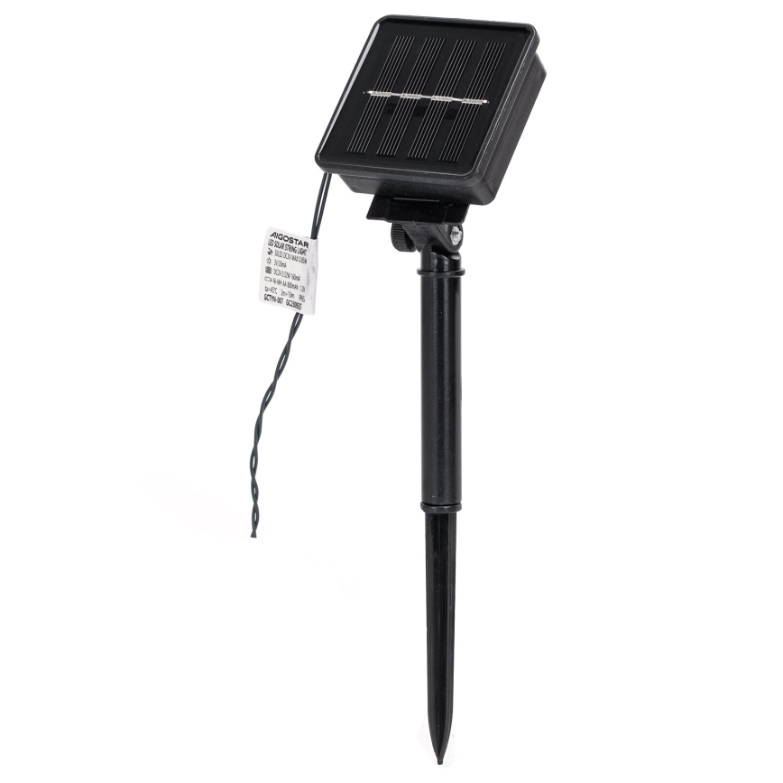 Aigostar - Cadena de luces navideñas solares LED 50xLED/8 funciones 12m 800mAh IP65 blanco cálido