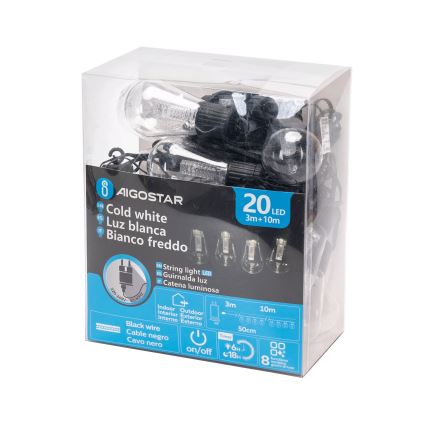 Aigostar - Cadena decorativa LED para exterior 20xLED/13m IP44, blanco frío