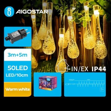 Aigostar - Cadena decorativa LED para exterior 50 LEDs/8 funciones 8 m IP44 blanco cálido