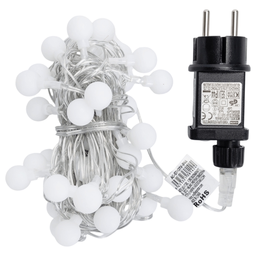 Aigostar - Cadena decorativa LED para exterior 50 LEDs/8 funciones 5 m IP44 blanco cálido