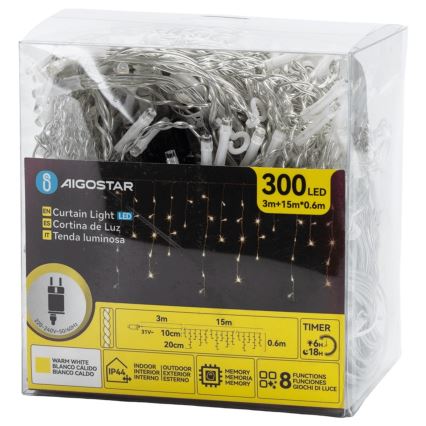 Aigostar - Cadena decorativa LED para exteriores 75xLED/6W/230V 15x0,6m IP44 blanco cálido