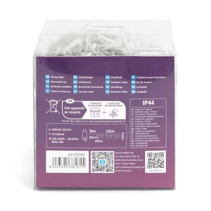Aigostar - Cadena decorativa LED para exteriores 75xLED/6W/230V 15x0,6m IP44 blanco frío