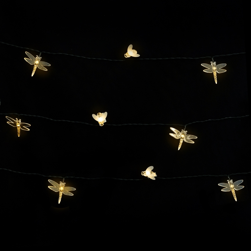 Aigostar - Guirnalda solar LED decorativa 50 LEDs/8 funciones 10 m 800 mAh IP65 blanco cálido